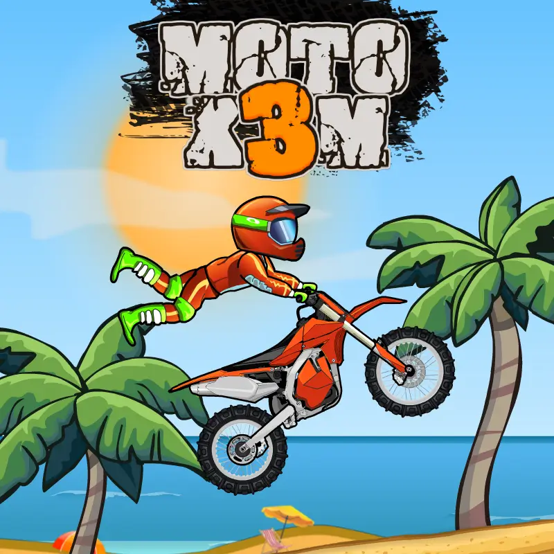 Moto X3M Unblocked Game Icon – Stunt Bike Rider on Ramp