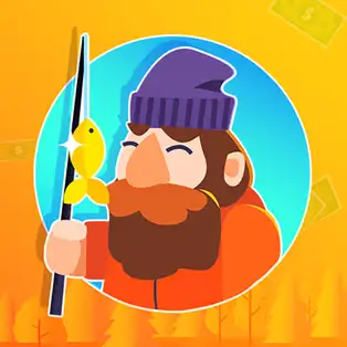 Tiny Fishing Unblocked game icon showing a fisherman catching colorful fish