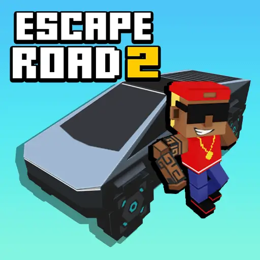 Escape Road 2 game icon featuring a speeding car on a neon highway