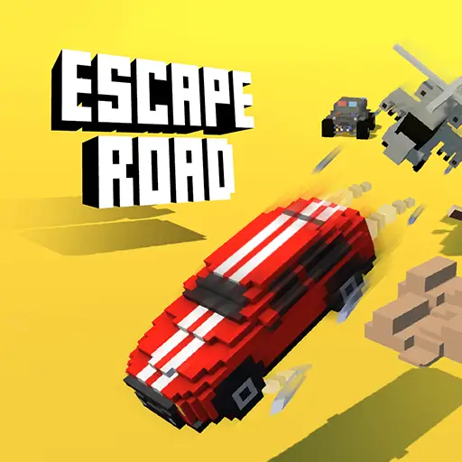 Escape Road game icon featuring a speeding car on a highway